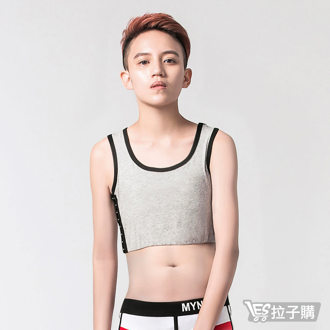 【Big-T】Super tight flat reinforced bust corset (grey)