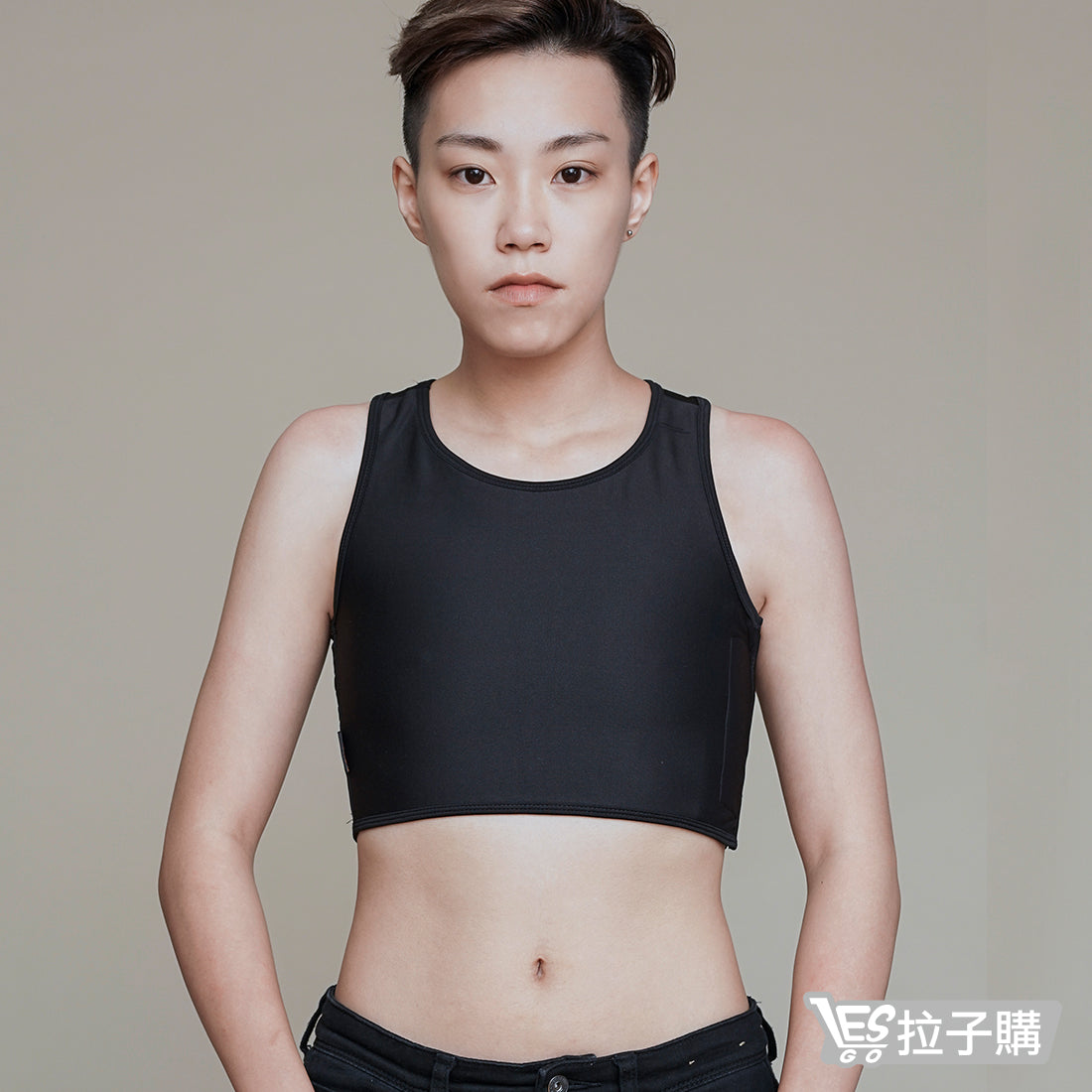 【MOSON®】Half-length scoop-back Velcro corset (black)