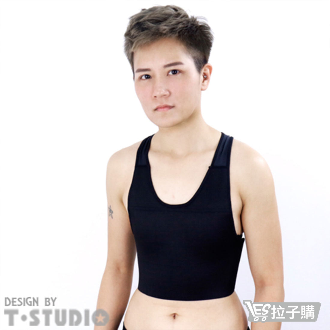 【T-STUDIO】Strong Elasticity|Adhesive Half-body Corset Bra (Black)